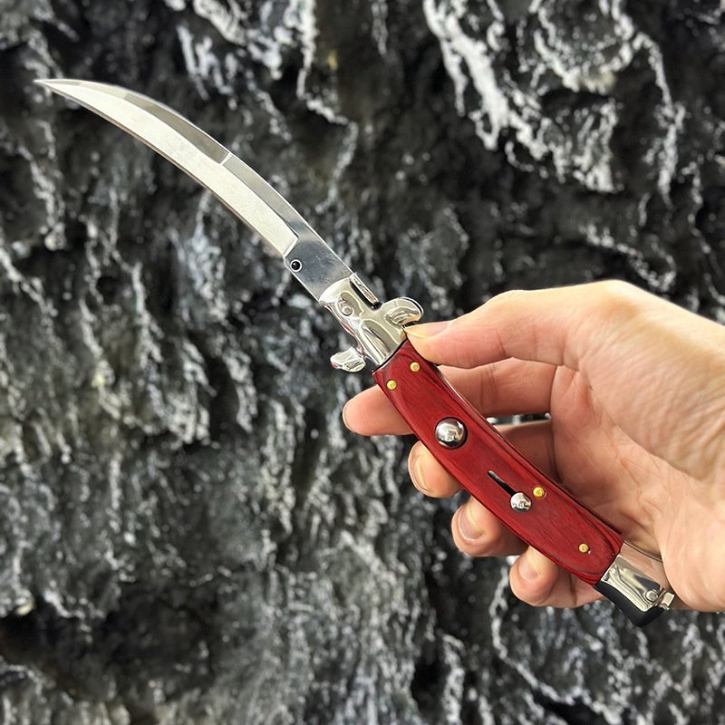 O1CN01VOiDgE1tCDqbCHzHc_2215853255865-0-cib.jpg 9 Zoll Palisander Springmesser mit gebogener Klinge, Stiletto Springmesser – Bild 1